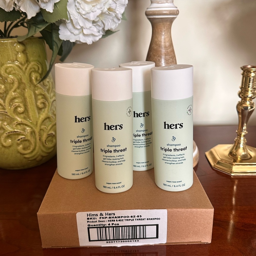 Hers Thickening Shampoo Triple Threat Napa Rose Scent 6.4 Oz Set‎ Of 4 New